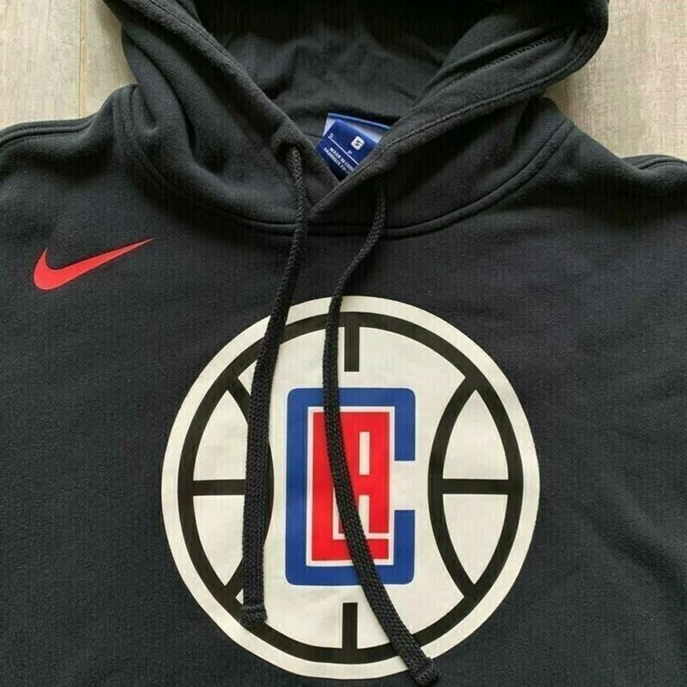 NIKE NBA Los Angeles Clippers Logo Club Pullover Hoodie Black Sweatshirt S View 3